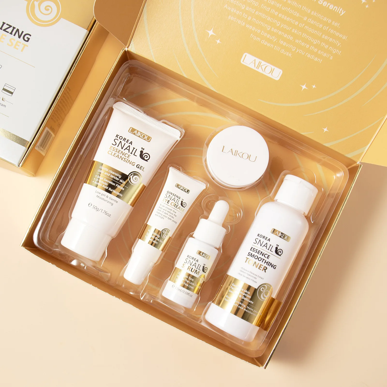 Snail Cream Gel - LAIKOU Snail Skin Care Five-piece Facial
